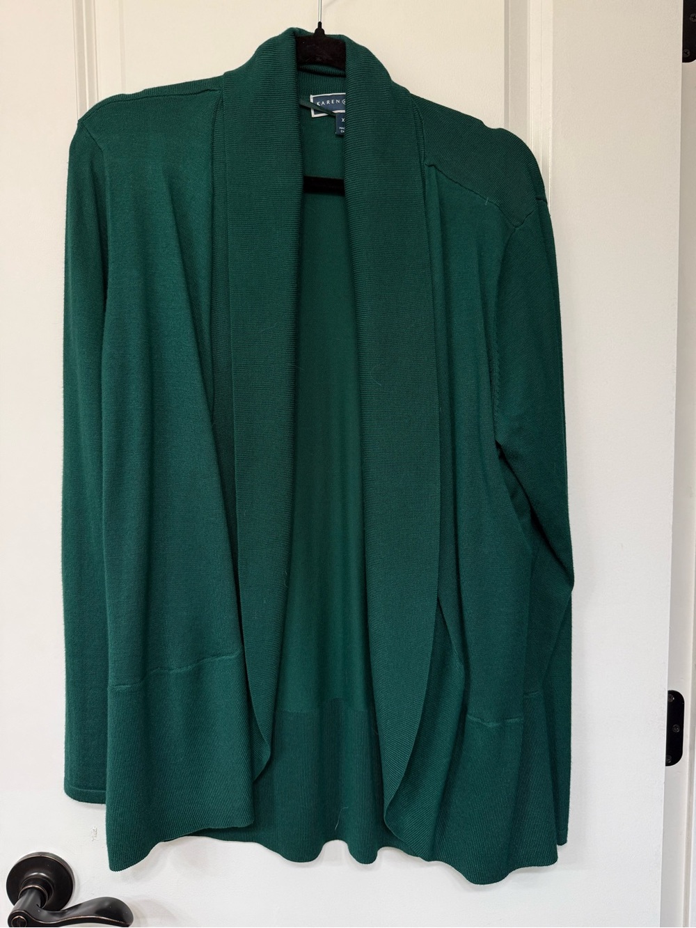 Karen Scott Women's Open Front Cardigan Sweater - Pine Green, Size XL